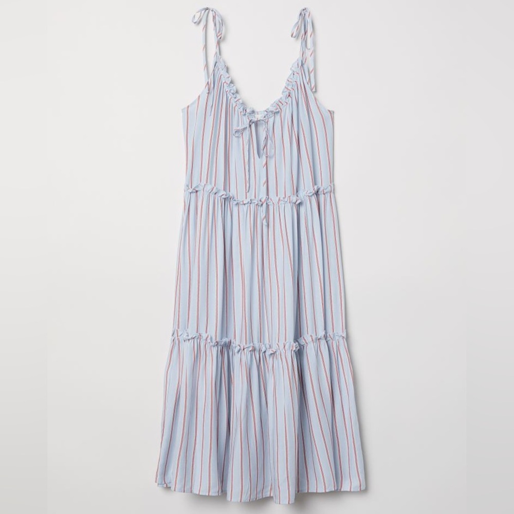 H&M Striped Midi Dress Sz 14